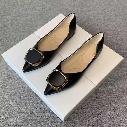 Damen elegante Ballerinas mit modischem Schmuckdetail und komfortablem Fußbett EB