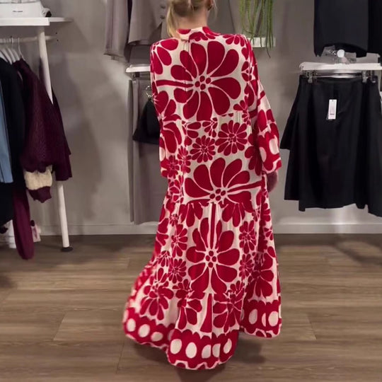 Damen Maxikleid mit floralem Muster und weitem Schnitt EB