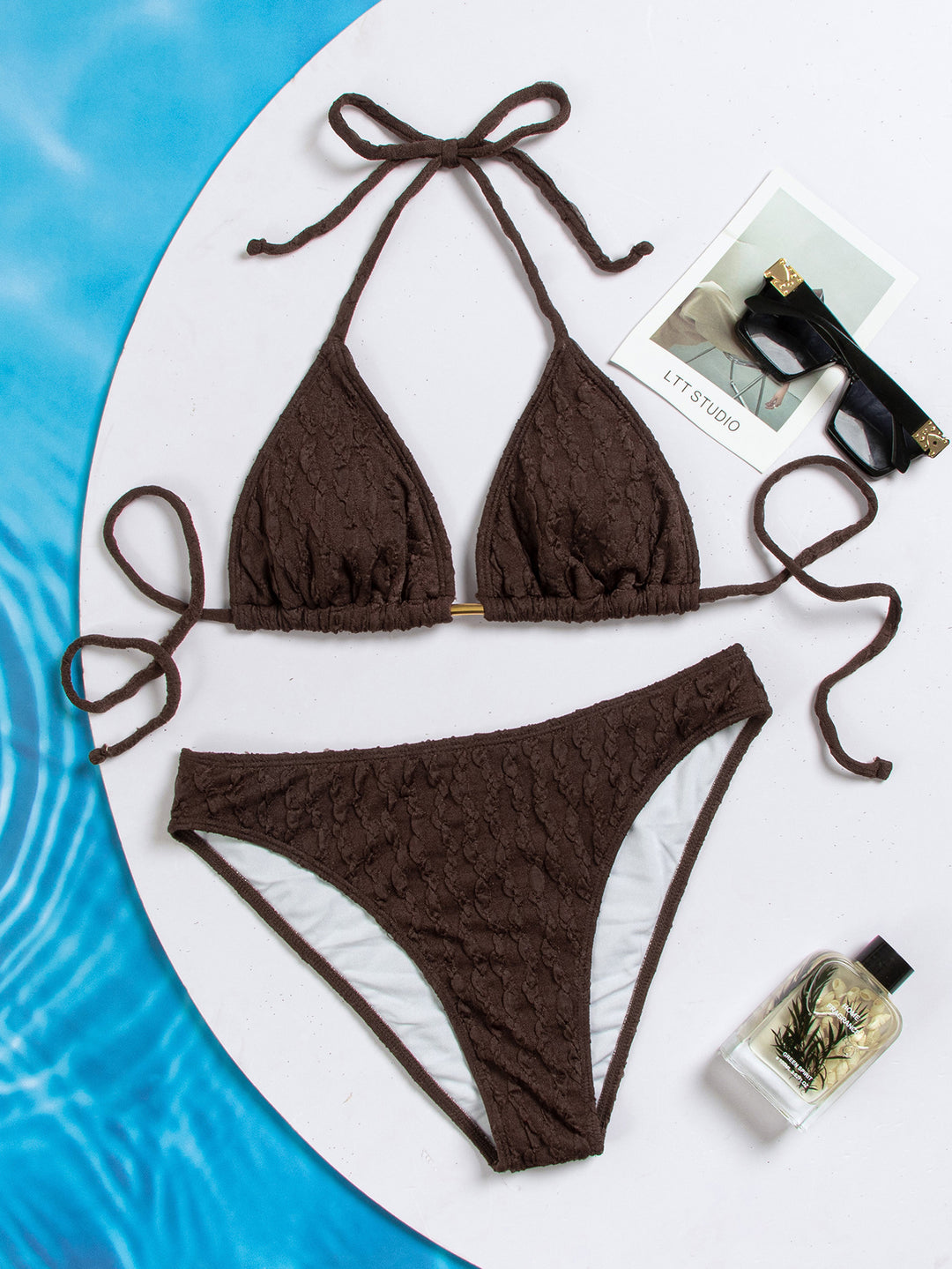 Damen Triangel-Bikini mit raffiniertem Strukturdesign und verstellbaren Trägern EB