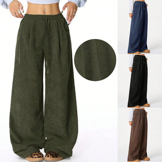 Damen Weite Cord-Hose mit elastischem Bund EB