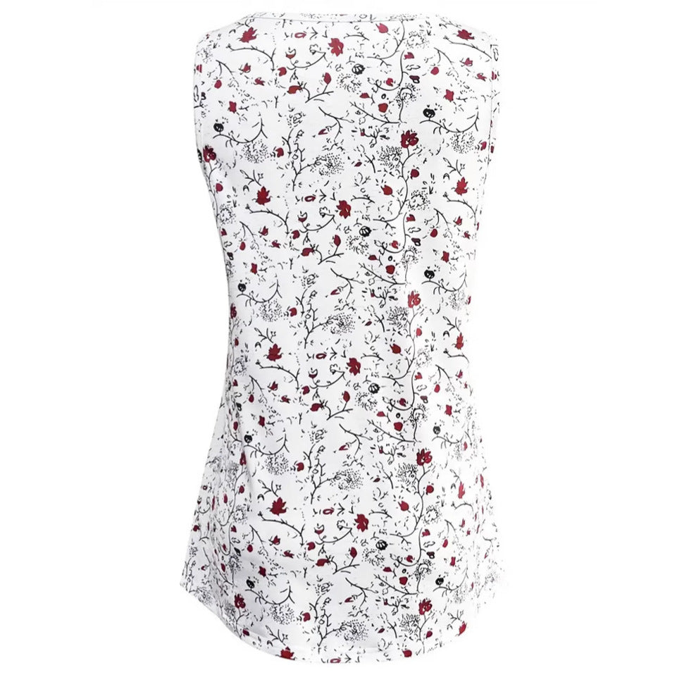 Damen ärmelloses Blusenshirt mit floralem Muster und lockerem Schnitt Heidi-Mode