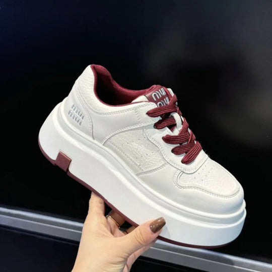 Damen Chunky Sneaker mit hoher Plattform und atmungsaktiver Obermaterialstruktur EB