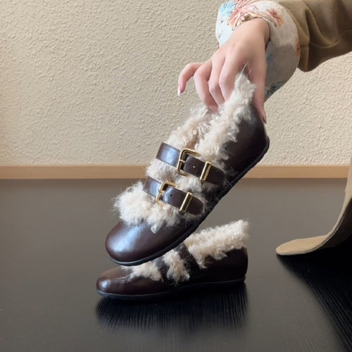 Damen modische Clogs mit kuscheligem Innenfutter und zwei verstellbaren Riemen EB