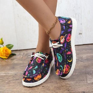 Damen Sneaker mit lustigem Halloween-Motiv und atmungsaktiver Sohle EB