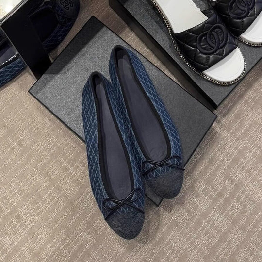 Damen Ballerinas mit mattem Obermaterial und dekorativem Schleifendetail EB