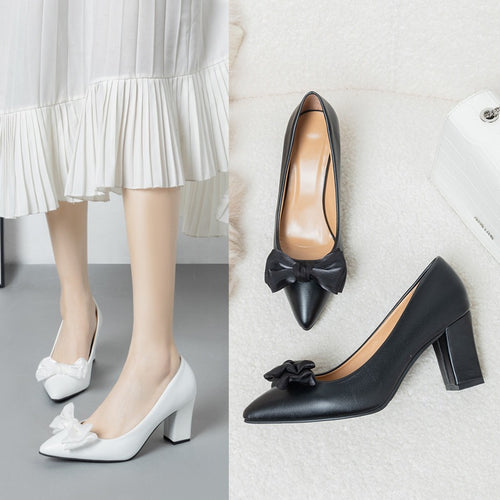 Damen High Heel Pumps mit dekorativer Schleifenapplikation EB