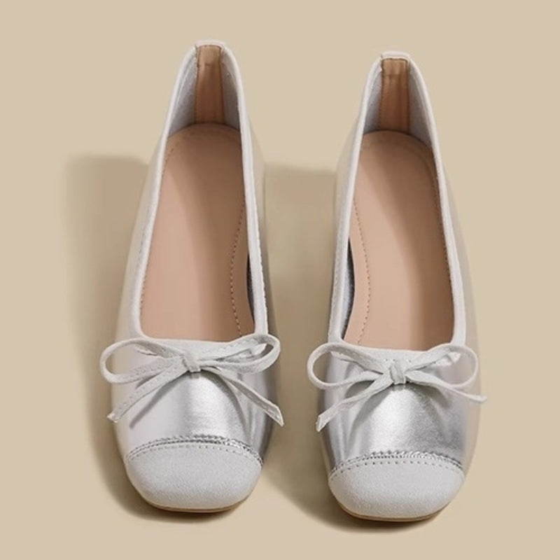 Damen Elegante Ballerina-Schuhe mit zarter Schleifenapplikation EB