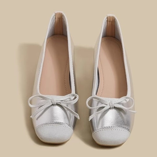 Damen Elegante Ballerina-Schuhe mit zarter Schleifenapplikation EB