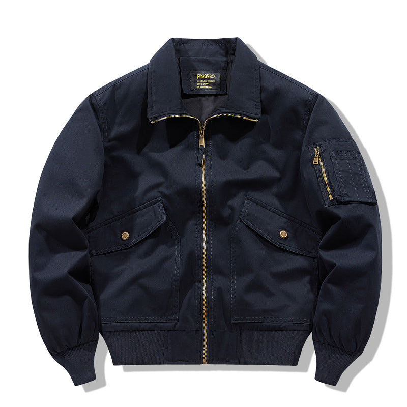 Men's  zip-front collared micro-ripstop bomber with angled seam hand pockets and elasticated cuff hem EB