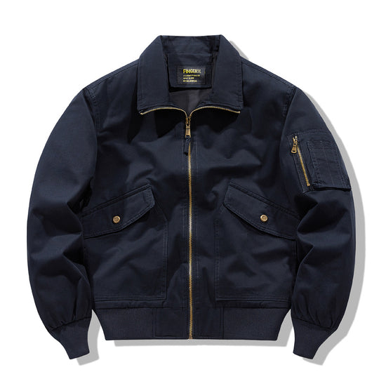 Men's  zip-front collared micro-ripstop bomber with angled seam hand pockets and elasticated cuff hem EB