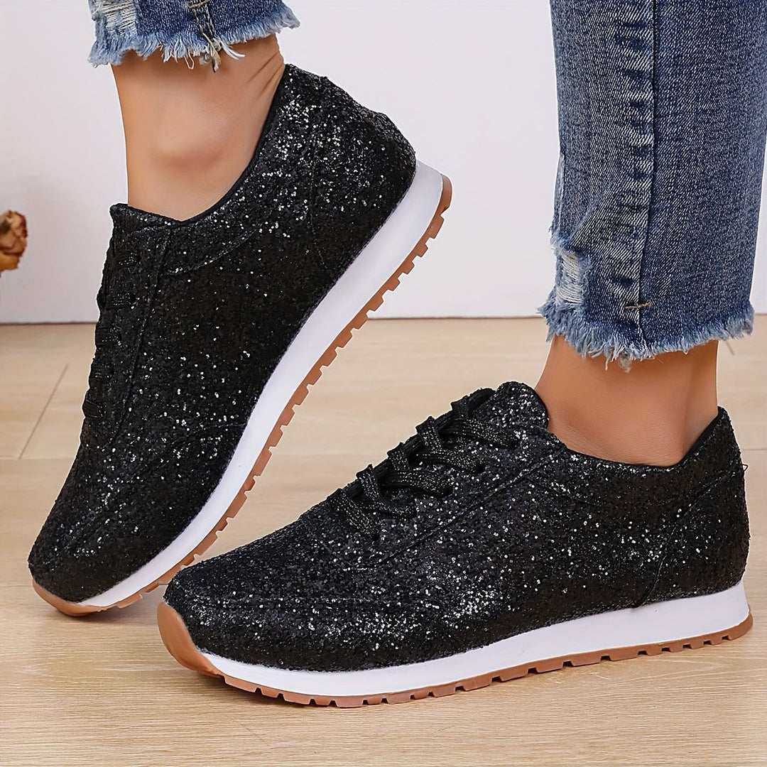 Damen Glitzernde Freizeitschuhe mit rutschfester Sohle und gepolstertem Fußbett EB