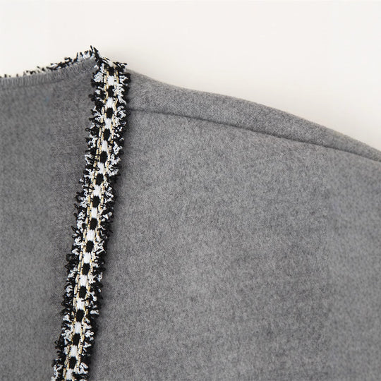 Damen elegante Wickeljacke mit kontrastierenden Verzierungen EB