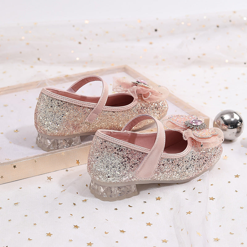 Mädchen Elegante Ballerinas mit Schleifenapplikation und Strass EB