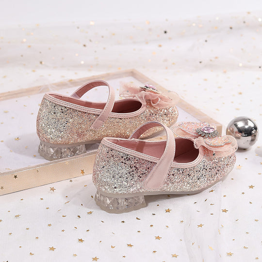 Mädchen Elegante Ballerinas mit Schleifenapplikation und Strass EB