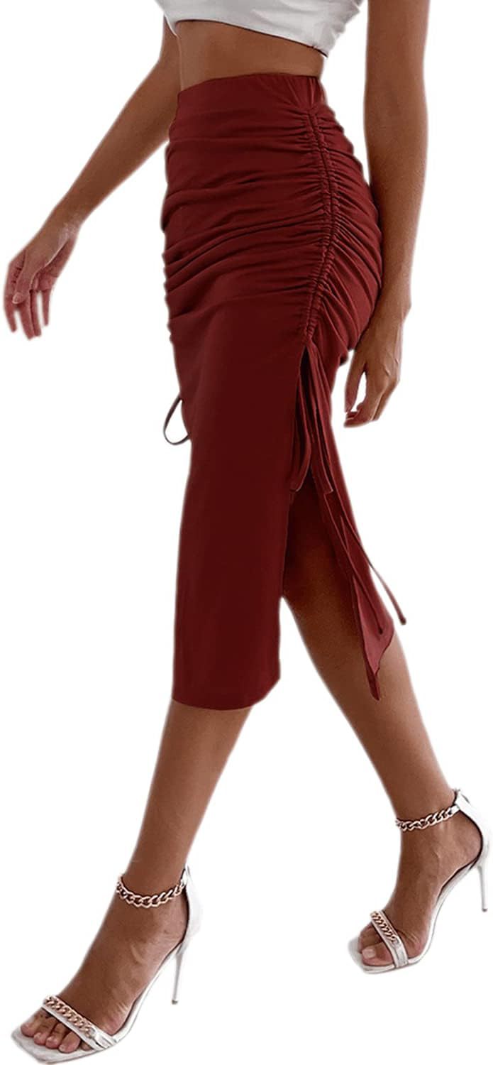 Damen Raffungssüskirt mit seitlichem Schlitz und verstellbarem Kordelzug EB