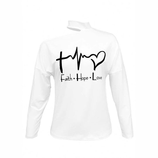 Damen Lässiges Off-Shoulder Sweatshirt mit inspirierendem Aufdruck EB