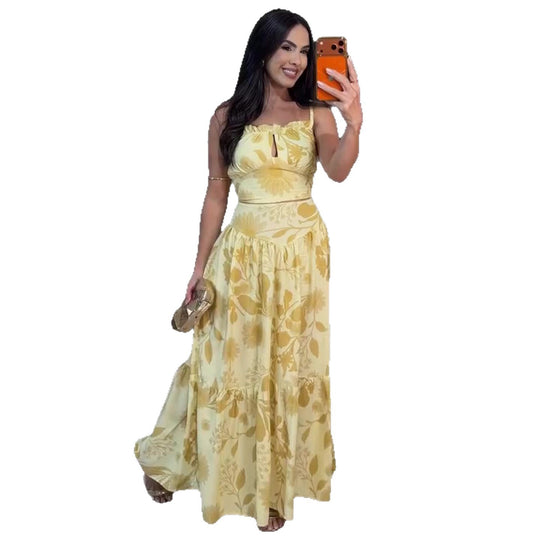 Damen Maxikleid mit floralem Design und luftiger Silhouette EB