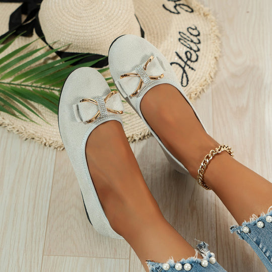 Damen elegante Ballerinas mit funkelndem Schleifen-Detail EB
