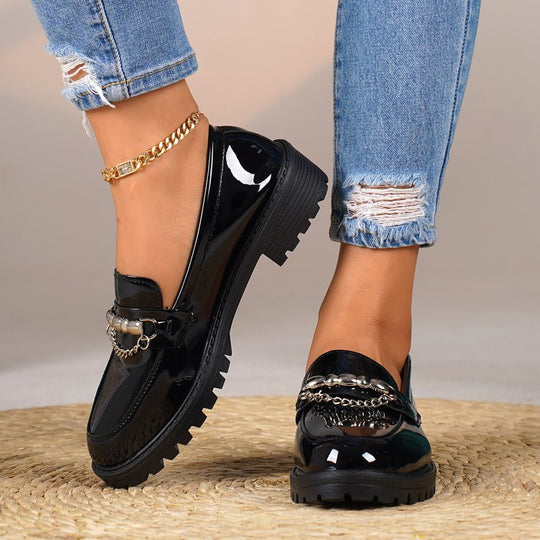 Damen Elegante Loafer mit dekorativem Schleifendetail EB