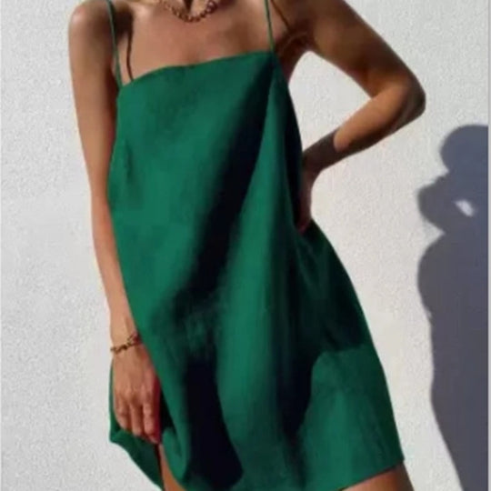 Damen lässiges Trägerkleid aus leichtem Material EB