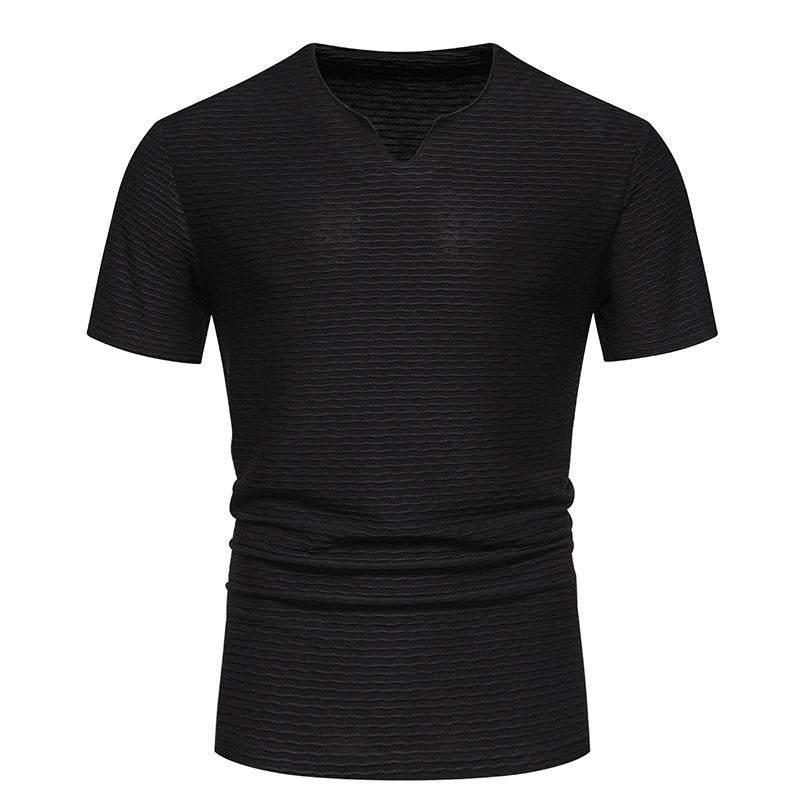 Herren V-Ausschnitt T-Shirt mit strukturiertem Design EB