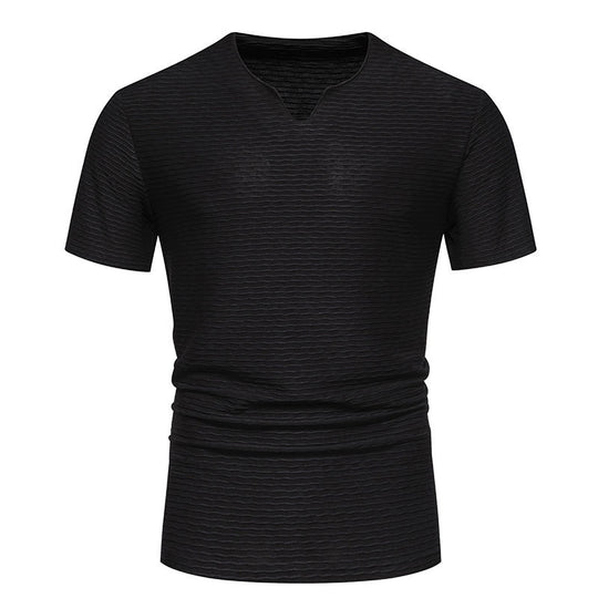 Herren V-Ausschnitt T-Shirt mit strukturiertem Design EB