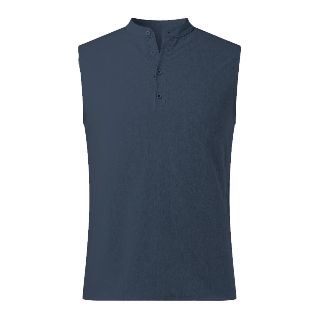 Herren Ärmelloses Henley-Shirt aus atmungsaktivem und leichtem Material EB