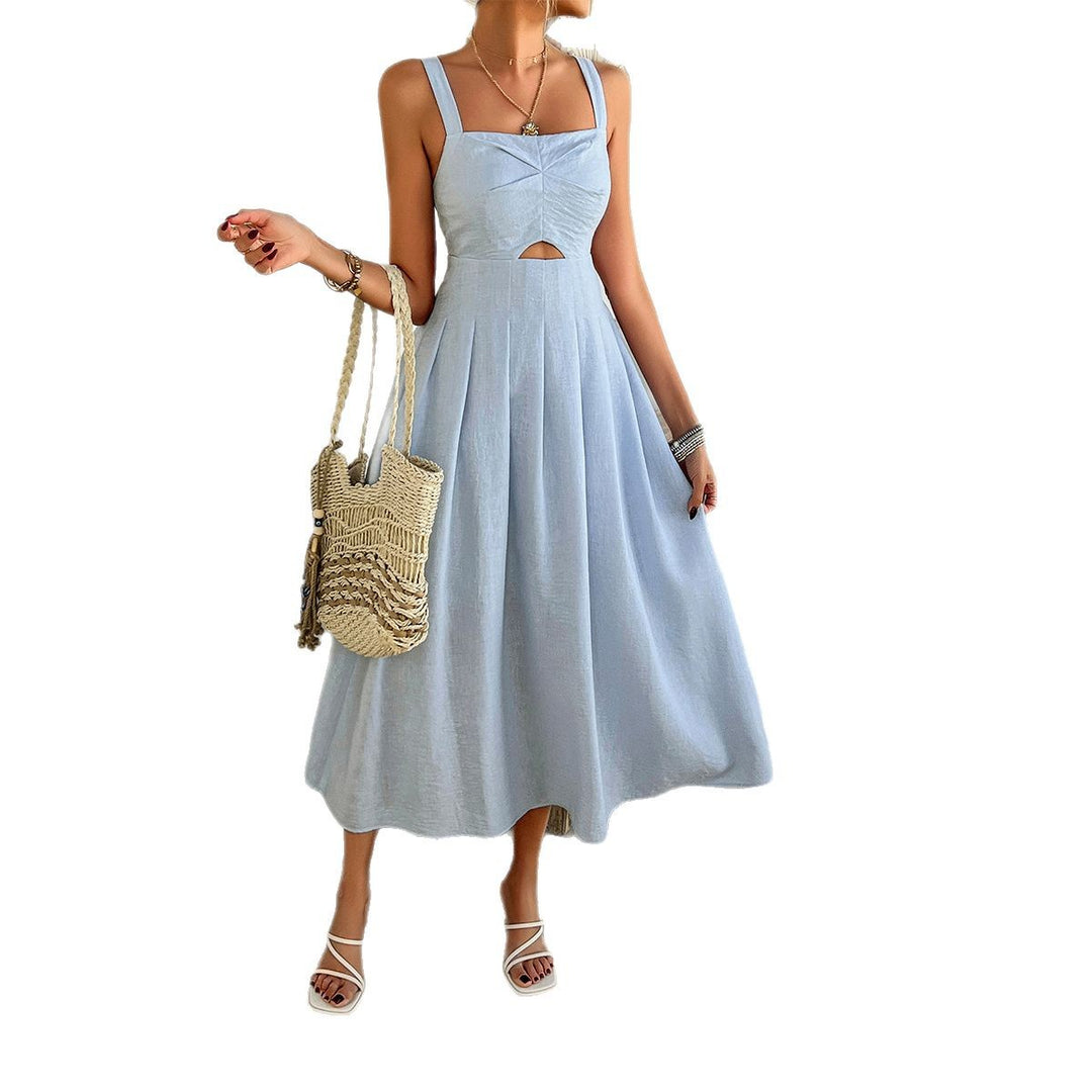 Damen A-Linien Sommerkleid mit Rückenfreiem Design und Taillierung EB