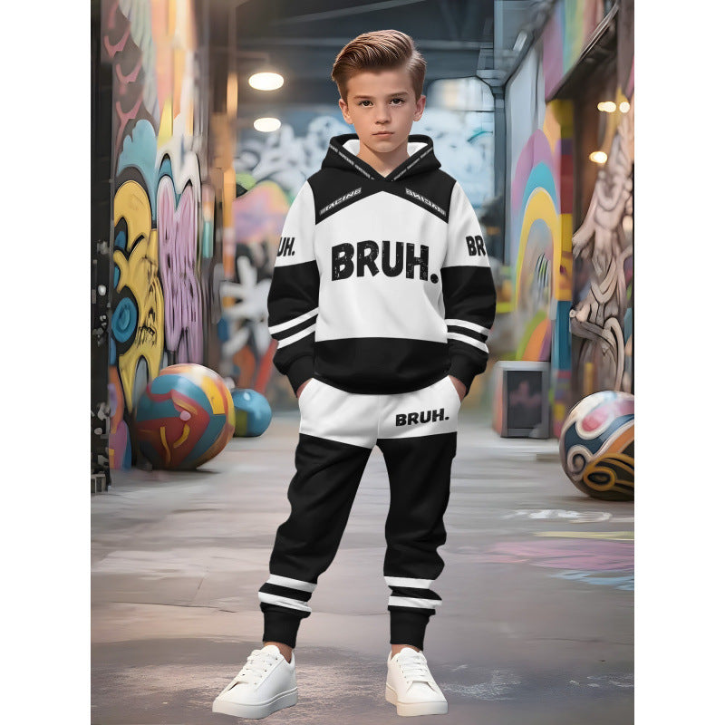 Unisex nan Kinder Jogginganzug mit Kapuzenpullover und detailreichem Auto-Print EB