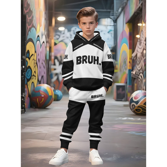 Unisex nan Kinder Jogginganzug mit Kapuzenpullover und detailreichem Auto-Print EB