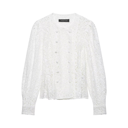 Damen Spitzenbluse mit dekorativen Knöpfen und eleganter Passform EB