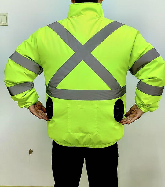 Unisex nan hoch atmungsaktive Warnschutzjacke mit integrierten Lüftern und reflektierenden Kreuzstreifen EB