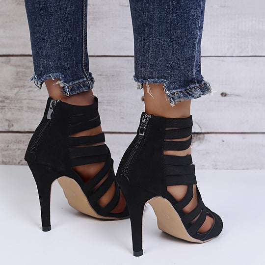 Damen Elegante Riemchen-Pumps mit modischem Schnitt und hohem Absatz EB