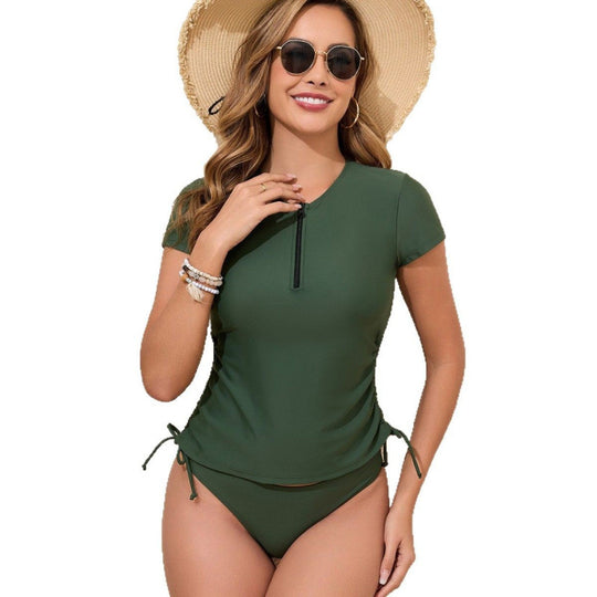Damen Sportliches Bikini-Set mit kurzem Oberteil und verstellbaren Seiten EB