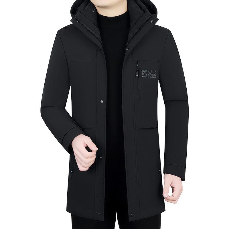 Herren Moderner wasserabweisender Longparka mit Kapuze und leichter Thermoisolierung EB