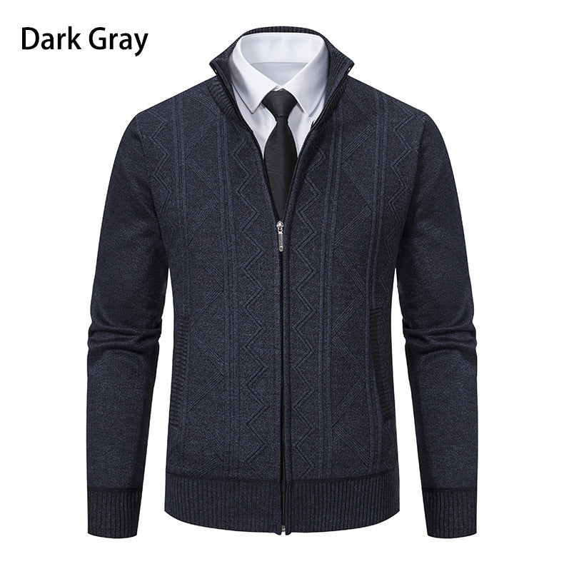 Herren modische Strickjacke mit hohem Kragen und Reißverschluss EB