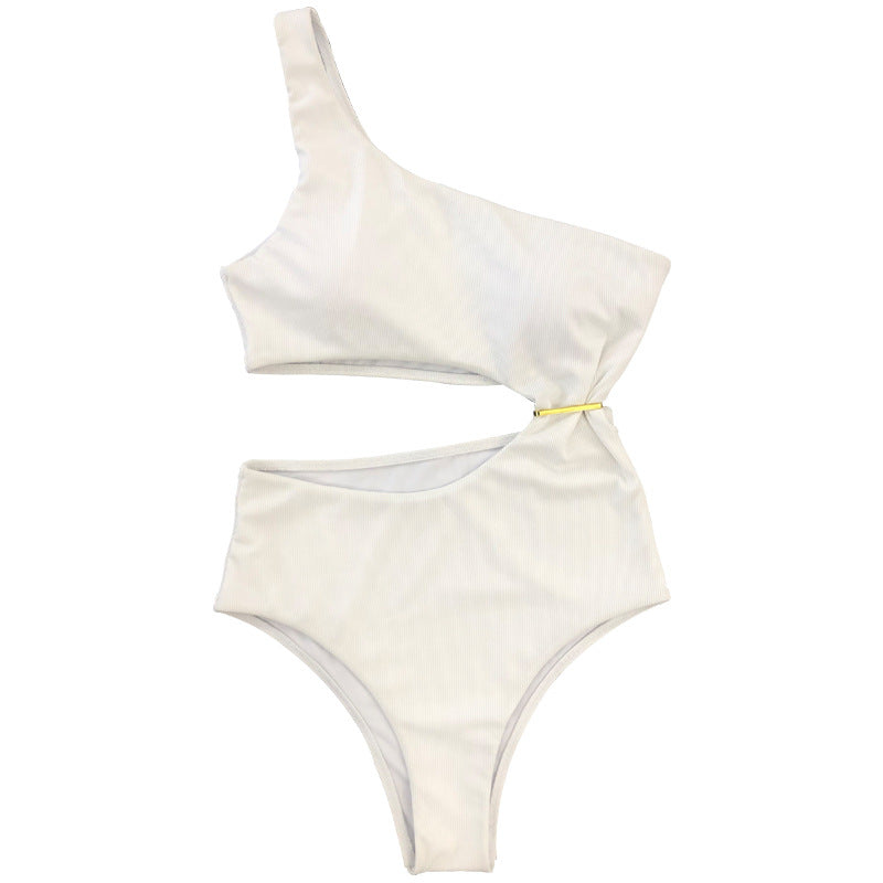 Damen One-Shoulder-Bikini mit hohem Beinausschnitt EB