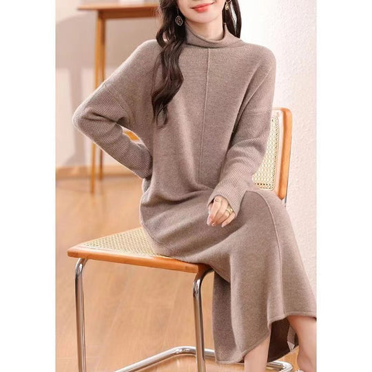 Damen Elegantes Strickkleid mit Rollkragen und Oversized-Schnitt EB