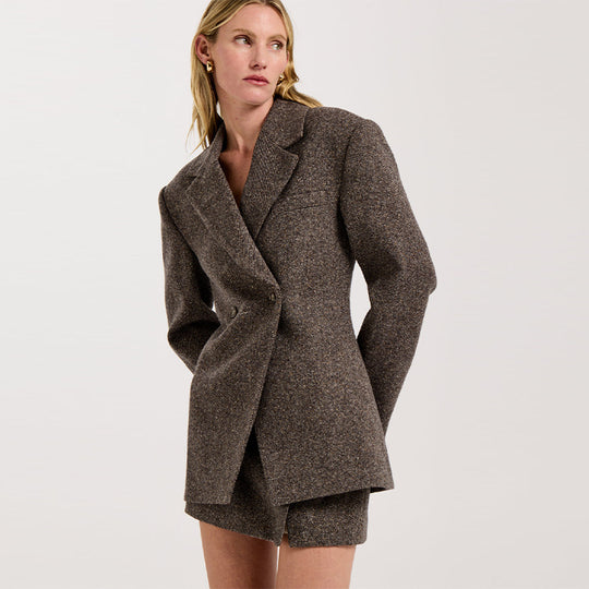 Damen Eleganter Oversized Blazer mit strukturiertem Gewebe EB