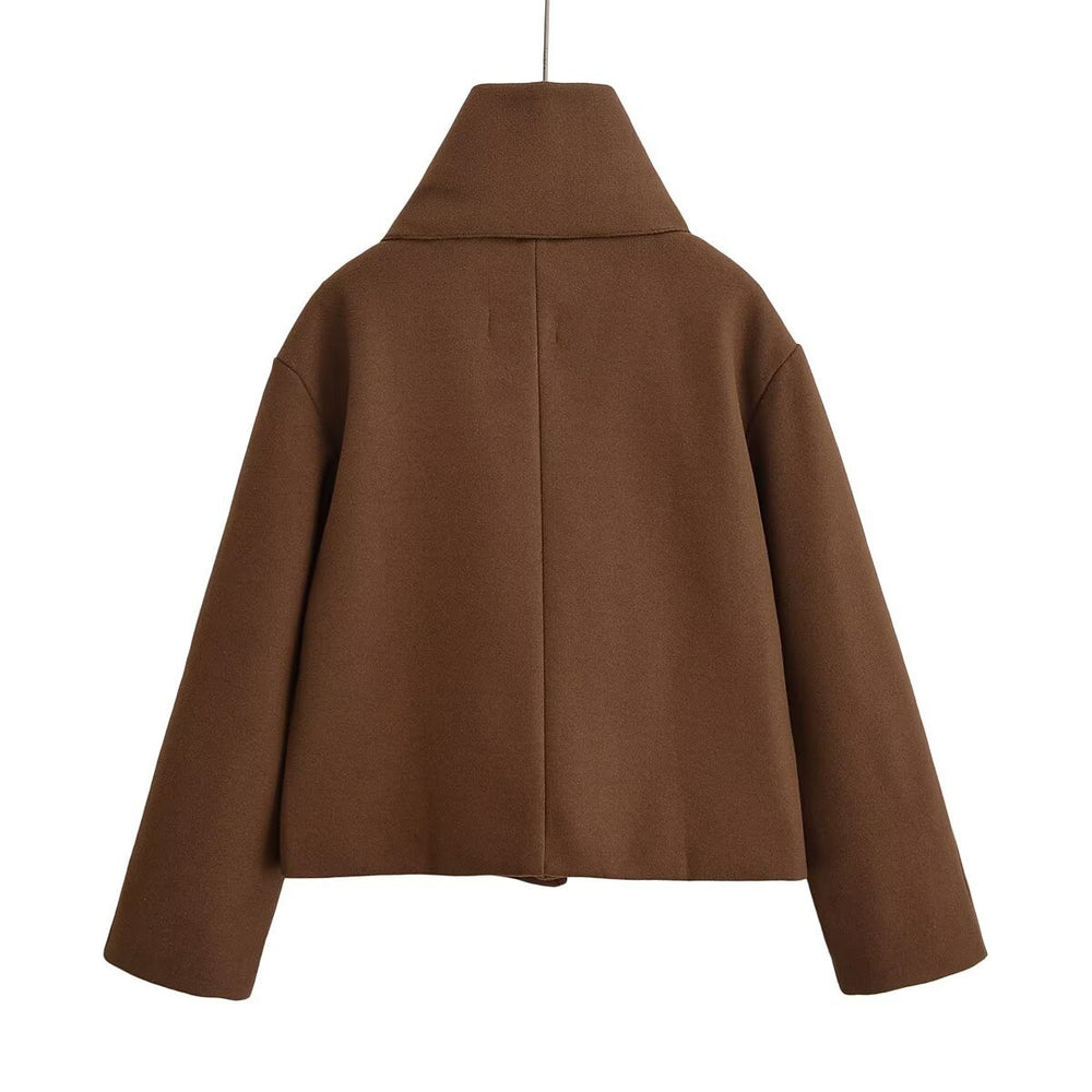 Damen elegante kurz geschnittene Jacke mit großem Kragen EB
