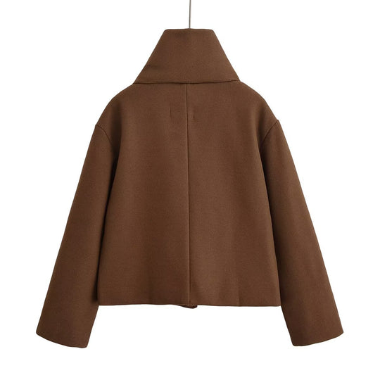 Damen elegante kurz geschnittene Jacke mit großem Kragen EB