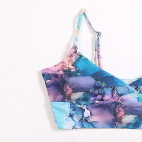 Damen Bikini-Set mit gekreuztem Oberteil und floralen Details EB