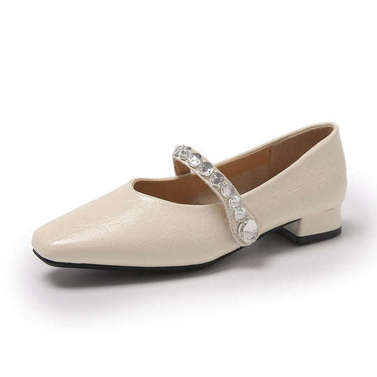 Damen elegante Mary Jane Schuhe mit modischem Riemen und funkelnden Applikationen EB