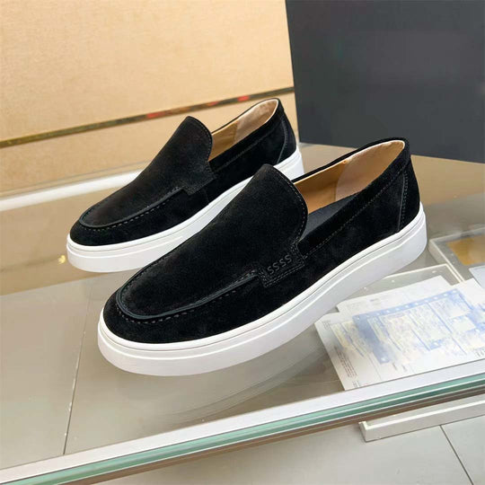 Damen Mokassin Slip-On Sneakers mit weichem Wildleder und elastischen Seiteneinsätzen EB