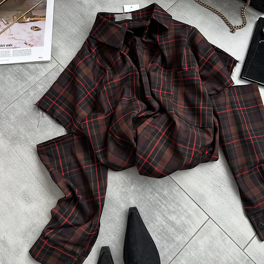Damen oversized Karohemddesign EB