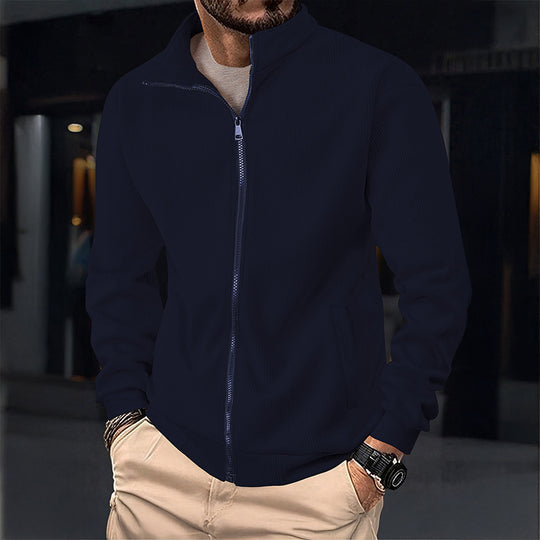 Herren Stylische Jacke mit Reißverschluss und hohem Kragen EB