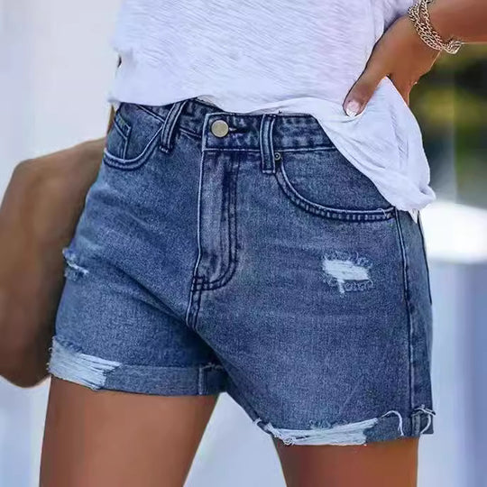 Damen Denim-Shorts im modischen Destroyed-Look mit lässigem Schnitt EB