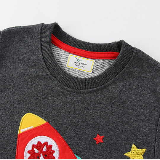 Kinder Sweatshirt mit kreativem Raketen- und Tierdesign EB