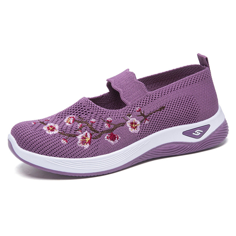 Damen modische Stoffschuhe mit elastischem Riemen und floralem Design EB
