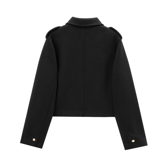 Damen moderne cropped Jacke mit goldenen Druckknöpfen EB